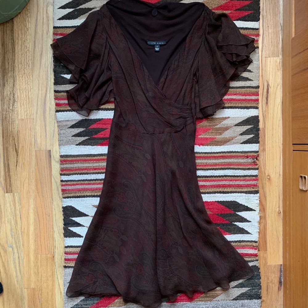 Ralph Lauren Black Label Paisley Print Silk Dress